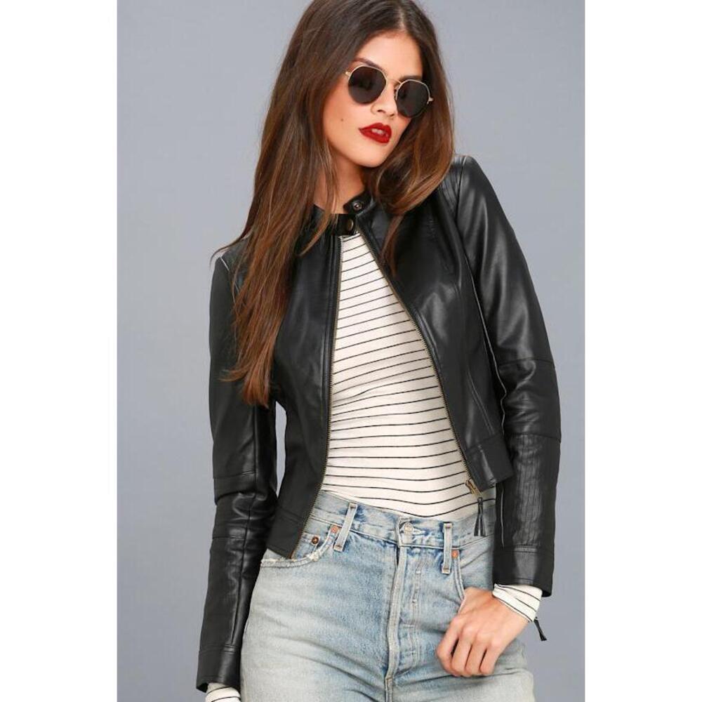 Lulus Dont Hold Back Black Vegan Leather Moto Jacket - Size Small